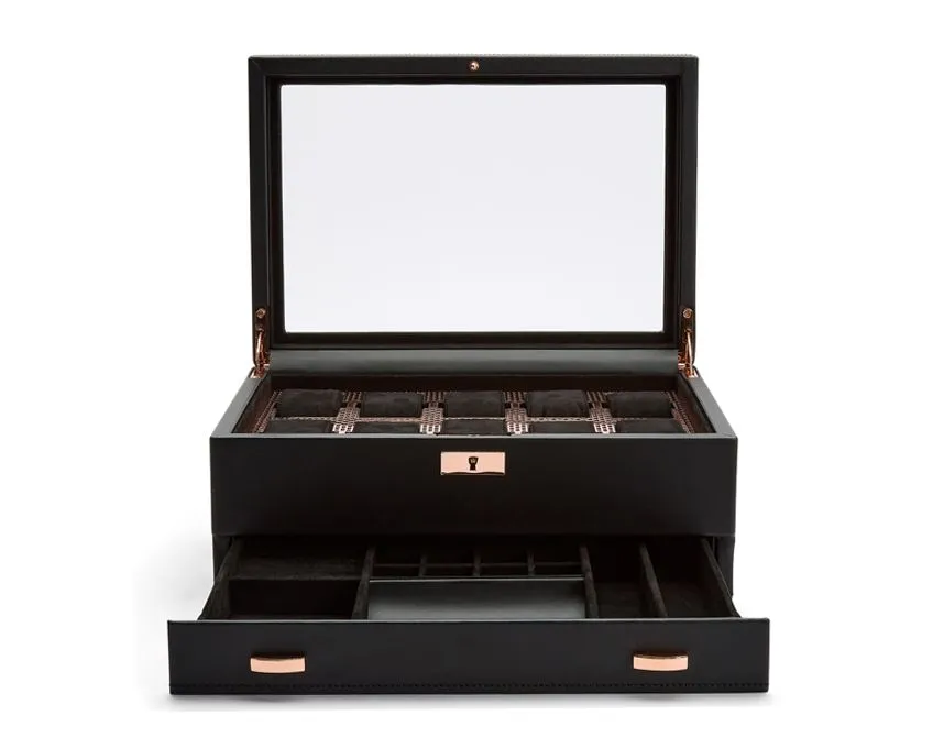 WOLF Axis 10 Piece Watch Box with Drawer