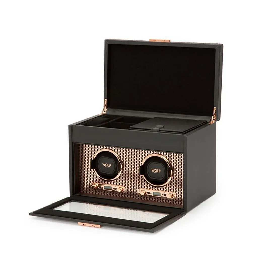WOLF AXIS Double Watch Winder with Storage