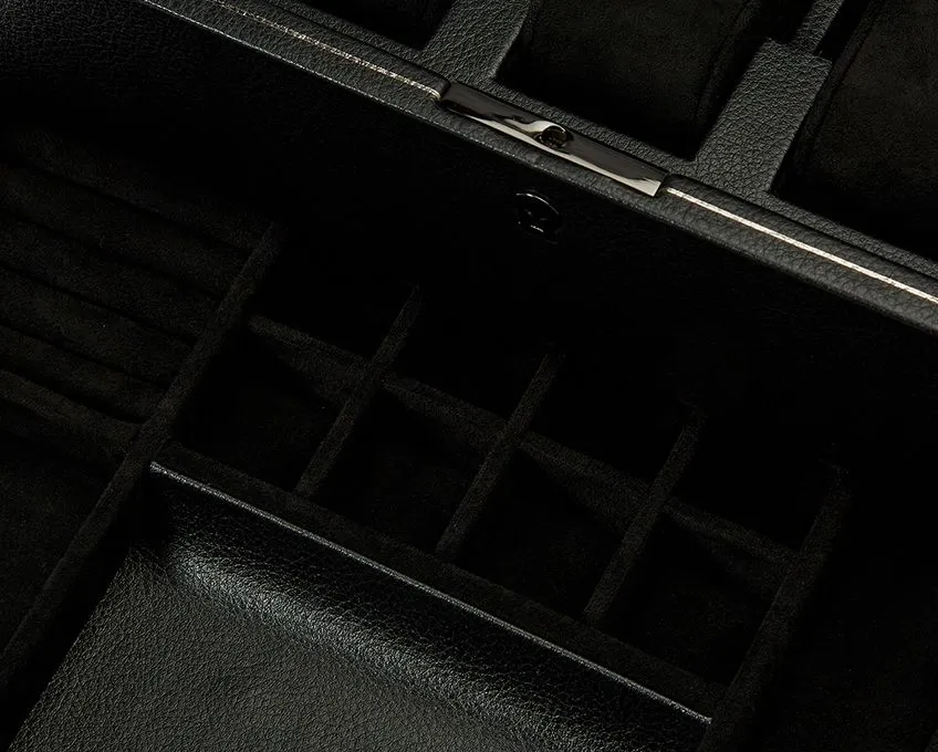 WOLF British Racing 10 Piece Watch Box with Storage - Black
