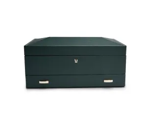 WOLF British Racing 10 Piece Watch Box with Storage - Green