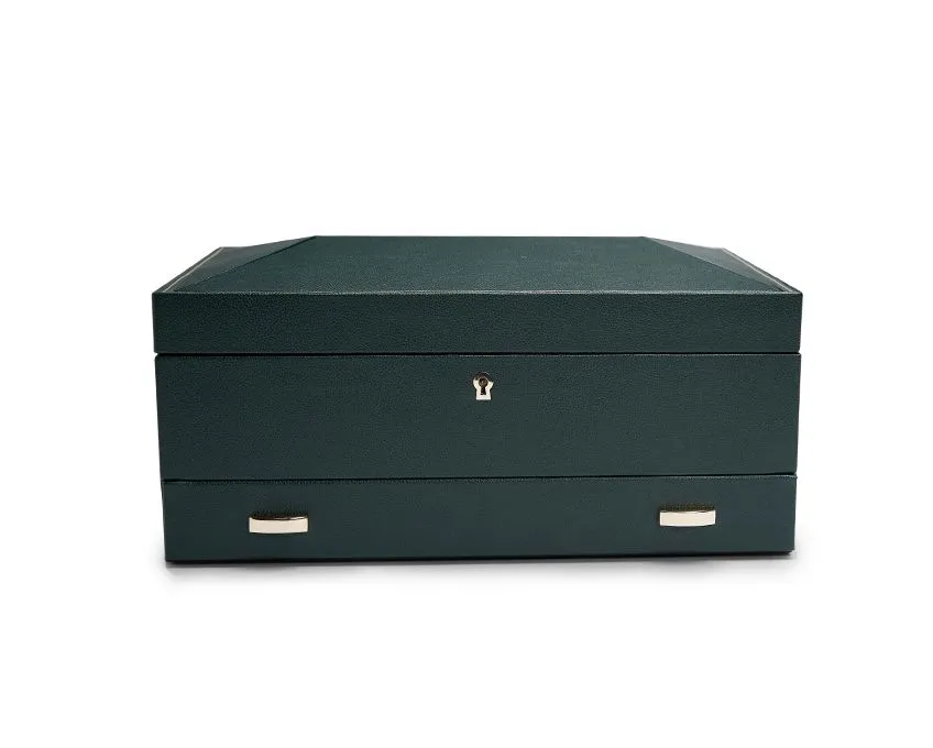 WOLF British Racing 10 Piece Watch Box with Storage - Green