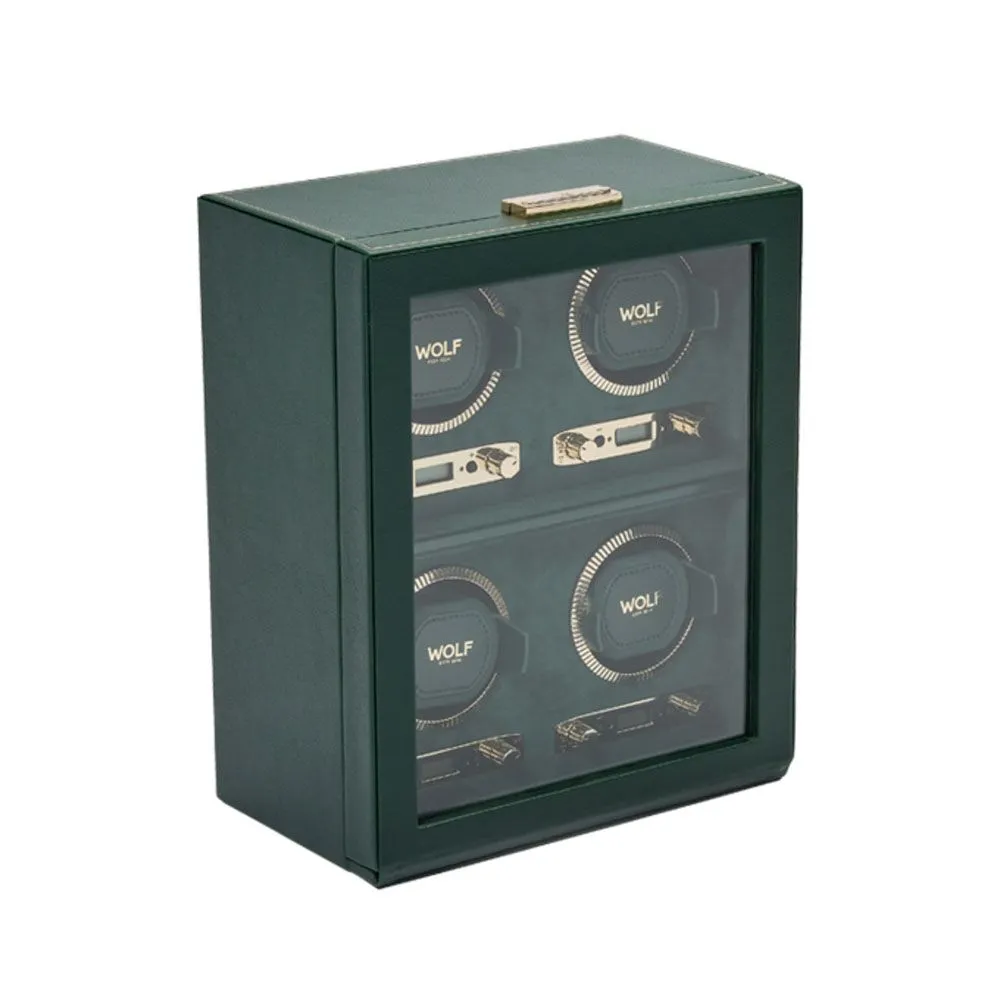 WOLF British Racing 4 Piece Quad Watch Winder - Green