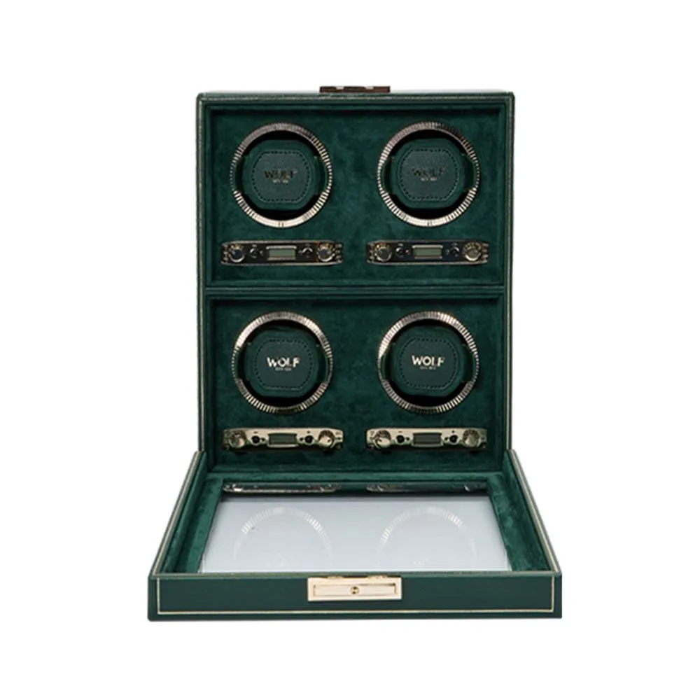 WOLF British Racing 4 Piece Quad Watch Winder - Green