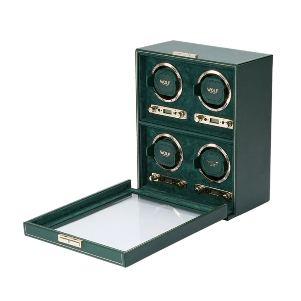 WOLF British Racing 4 Piece Quad Watch Winder - Green