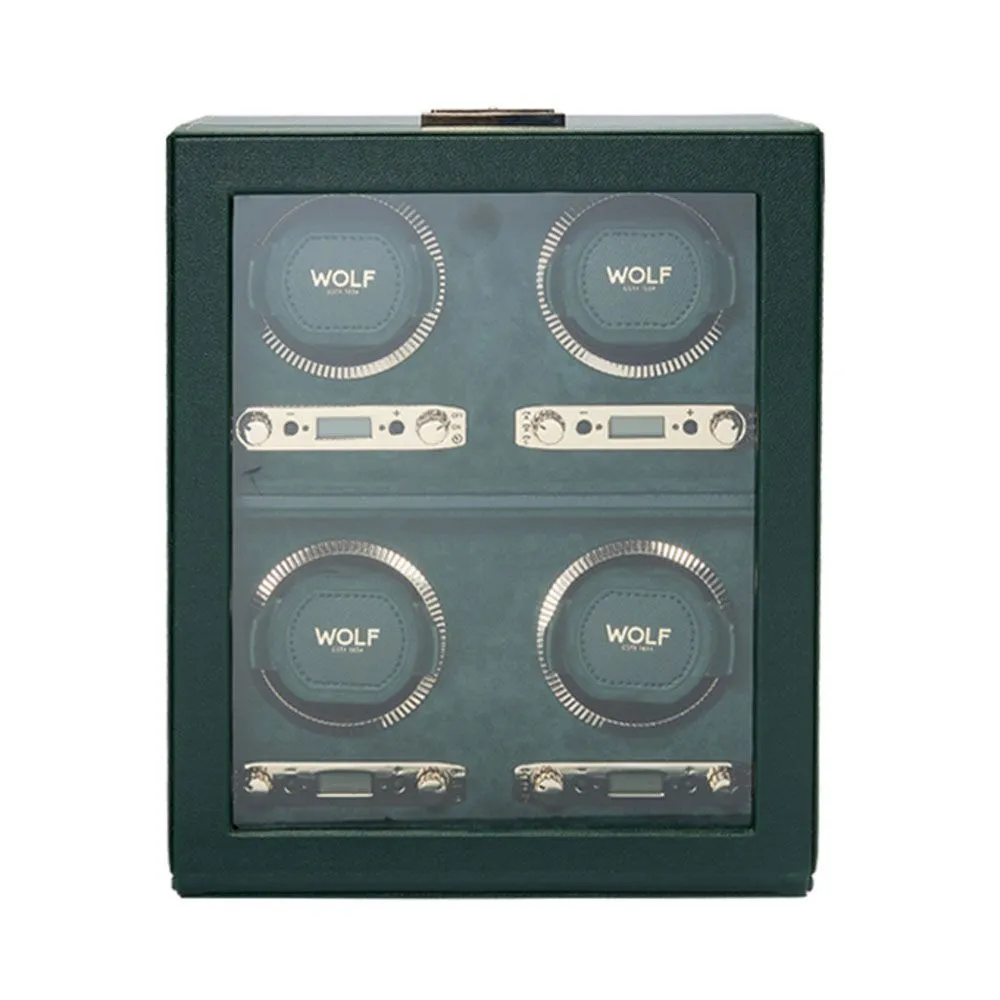WOLF British Racing 4 Piece Quad Watch Winder - Green