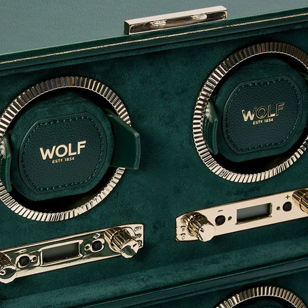 WOLF British Racing 4 Piece Quad Watch Winder - Green
