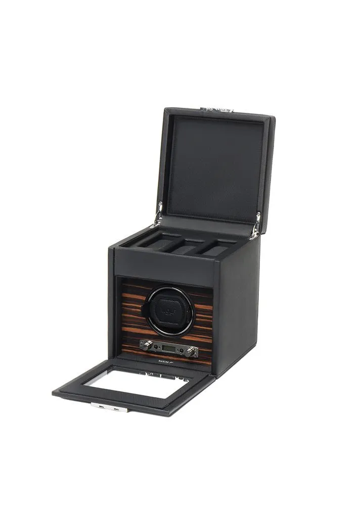 WOLF ROADSTER Single Watch Winder with Storage in BLACK