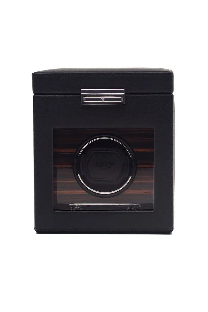 WOLF ROADSTER Single Watch Winder with Storage in BLACK