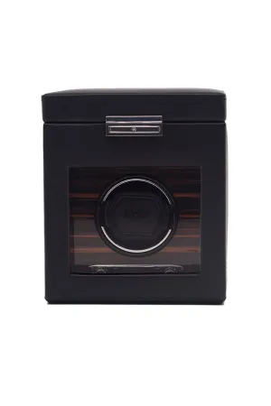 WOLF ROADSTER Single Watch Winder with Storage in BLACK