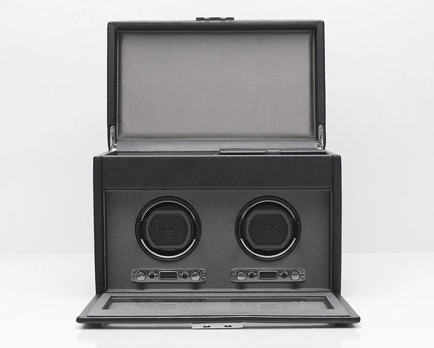 WOLF Viceroy Double Watch Winder with Cover, Storage and Travel Case