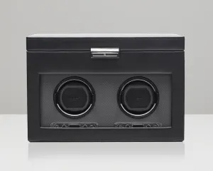 WOLF Viceroy Double Watch Winder with Cover, Storage and Travel Case