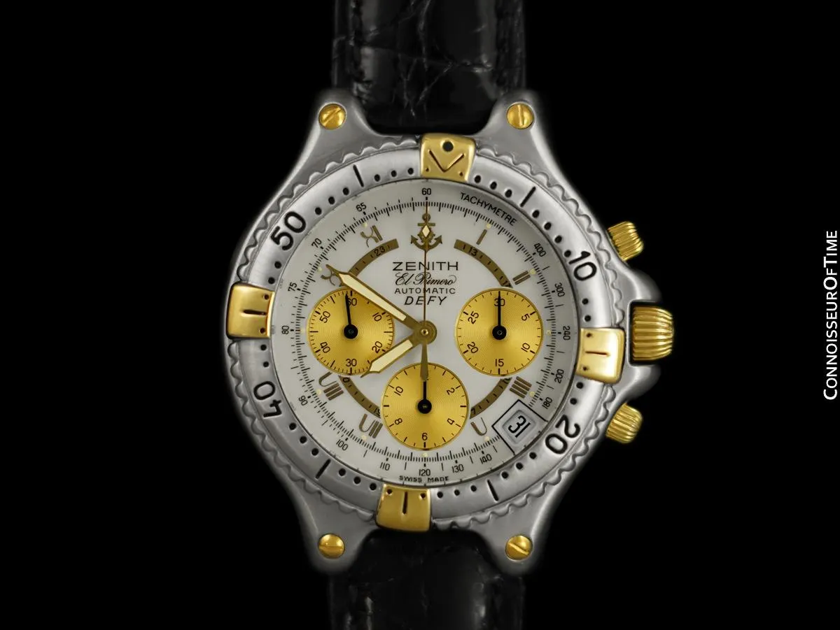 Zenith El Primero Defy Mens Automatic Chronograph Watch with Papers - Stainless Steel & 18K Gold